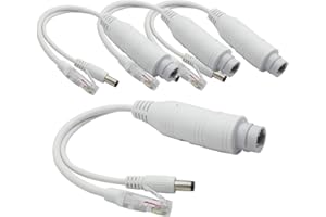 ANVISION Adattatore Splitter Poe 12V Impermeabile da 4 pacchi, Conforme IEEE 802.3af per Telefono VoIP AP con Telecamera IP e Altro, Bianco