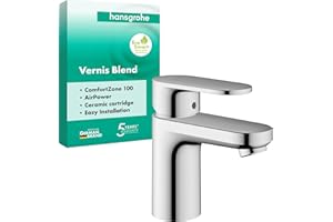 hansgrohe Vernis Blend - grifo lavabo sin desagüe, grifo monomando lavabo 88 mm, mezclador monomando lavabo ahorro de agua (EcoSmart), cromo, 71580000
