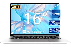 FUNYET Ordinateur Portable 16 Pouces, i7 12700H (jusqu'à 4,7 GHz) Pc Portable, 2,5K 60Hz (2560 * 1600) Écran Full HD IPS Windows 11Pro 16 Go LPDDR4 512 Go PCIE SSD Laptop HDMI WiFi 6 USB3.0 Bluetooth