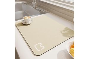 Dai Lufei Tapis de Bain Antidérapant Super Absorbant Diatomite，Tapis Égouttoir Absorbant Évier，Tapis Vaisselle Egouttoir pour Cuisine Séchage Rapide (Beige, 45 * 70)
