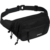 Marsupio Sportivo WATERFLY Da Uomo E Donna – Nylon Blu Denim, Borsa A Vita Con Cintura Estendibile, Tasche Multiple Per Smartphone 7'', Ideale Per Trekking E Corsa