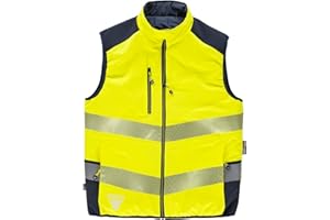 WORKTEAM CREATING STYLE AT WORK WORKTEAM Chaleco Acolchado Reversible Alta Visibilidad y Cintas Reflectantes Discontinuas. Chaleco Trabajo Multibolsillos. Unisex