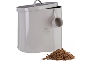Premier Housewares Lucky Dog 12 Litre Adore Pets-Contenitore per Alimenti con Cucchiaio, 12 Litri, Motivo: Cane Portafortuna, Metallo, Natural, 12 L