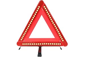 ANTEC Taumini Warning Triangle, Auto Warning Sign, Roadside Safety Warning Triangle Reflector, Safety Triangle Breakdown Hazard Emergency Triangle Foldable Sign with LED lights - 1 Pack