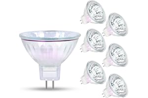 GECXGY MR16 Halogen Light Bulb 35W GU5.3 2 Pin Base, 12V 3000K Warm White Spotlight 36°Beam Angle 4000 Hours Lifespan Dimmable MR16 Halogen Bulb Dichroic -6Pack
