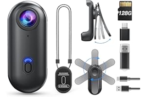 BOBLOV W4 1080P Body Camera, Wearable 128GB Body Cam with 360°Rotate Clip & Magnetic Clip, 120 Minutes for Recording, Mini Camera Easy to Use for Lecture, Traveling, Pet Walking (128GB 1080P)