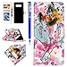 Produktbild EUWLY Schutzhülle für [Samsung Galaxy Note 8], Leder Flip Case Brieftasche Lederhülle Handycover Niedlich Komisch Tier Muster Flip Cover Wallet Tasche Flip Tasche Bookstyle Telefon-Kasten Ledertasche im Ständer Klapp Schutz Handy Hülle Handytasche Schutzhülle mit Standfunktion und Kredit Kartenfächer Magnetverschluss für Samsung Galaxy Note 8 + Blau Eingabestift Stylus Touch Pen-Elefant Blumen