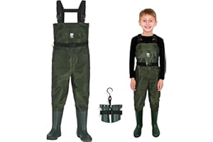 TIDEWE Chest Waders for Kids, Waterproof Youth Waders with Boot Hanger, Lightweight Durable PVC Waders for Fishing & Hunting