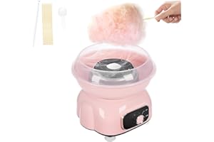 DHQCQL Zuckerwattemaschine Set, 500W Zuckerwatte Maschine mit Plastikstab Löffel und 10 Bambus-Stäbchen, 1850RPM Zucker für Zuckerwattemaschine, Cotton Candy Maker für Kindergeburtstag Party, BIS 180℃ (Rosa)