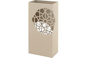 Baroni Home Modernes Design Schirmständer aus Metall, quadratisch, 2 Innenhänger, abnehmbarer Regenwasserschale, Taupengrau, 25x15x50 cm