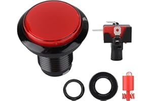 Hakeeta 1 Stück Spielautomatentaste, 40MM Taste Runder großer konvexer knopf für Spiele DIY Kit, 5 Farboptionen(rot)
