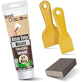 Pratik (4'L&Uuml;) Ahşap Tamir Seti A&ccedil;ık Meşe Renk 125 ml Tamir Macunu + 2 Adet Spatula + K&uuml;bik Zımpara