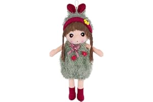 JIAHG Niedliche Puppe Plüschpuppe Mädchen Kuschelpuppe Stoffpuppe Kinder -Spielzeug Püppchen für Kleinkinder als Geburtstagsgeschenk (Grün)