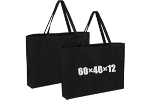 2 stycken bomullsväskor, 60 × 40 × 12 cm superstor shoppingväska med tjockt handband, tjock mångsidig tygpåse, återanvändbar