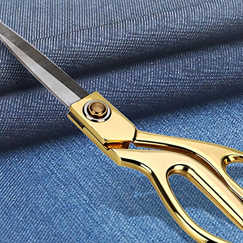 LAOYE Stoffschere Schneiderschere Edelstahl Textilschere Scheren Haushalt Büro Basteln 24cm golden Griff - 5