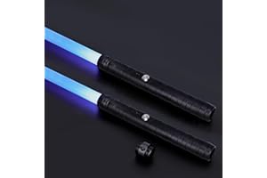 S OUJCEN Lightsaber Fx Dueling Force 15 RGB Colors Type-C Metal Hilt Rechargeable 4 Modes Force Fx Dueling Light Saber Lightsaber Gifts for Boyfriend Girlfriend and Adults (Black 2pc)