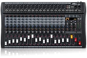 ZRAMO 8/12/16 Channel Sound Mixer Board Premium Analog Mixer with Multi-Track USB Bluetooth and 48V Phantom power For Studio Karaoke PC Live Performance KTV Home Stage Music Effects (16 Channel)