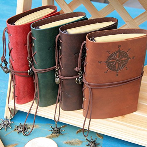 Tinksky Vintage Notizbuch klassische PU Leder Cover Journal Notebook Retro Spirale Ringbuch Tagebuch - 3