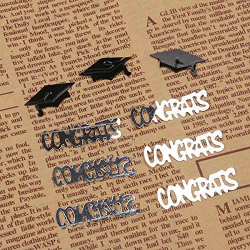 NUOLUX Graduierung Konfetti Set Herzlichen Glückwunsch und Graduation Hut Konfetti, 3pack - 6