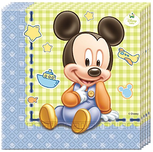 48-tlg. Partyset Mickey Baby 1. Geburtstag hellblau – für 8 Personen – Partygeschirr und Zubehör - 3