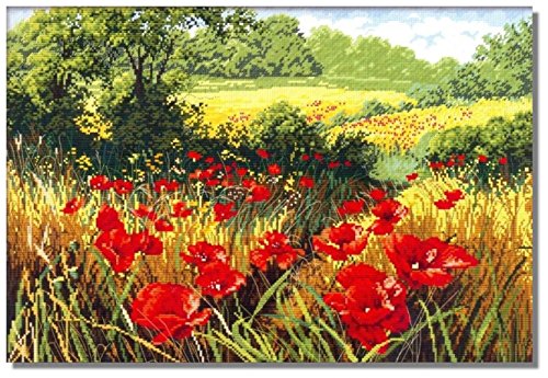 CSC Gold Premium Edition - Traumhafte Wiese mit Mohnblumen - gestickt wird im gezählter Kreuzstich - nicht vorgedruckt!