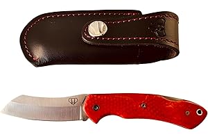 DON FILO Navaja Cudeman Tundra 346-JR con hoja de acero Böhler N690Co de 8 cm de hoja y empuñadura de juma roja pulida de 10,8 cm para Caza, Pesca, Supervivencia + Portabotellas Regalo (Juma Roja con funda)