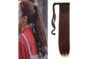 Silk-co 58cm-Coda di Cavallo Extension Finta Coda Capelli Lisci Ponytail Extension Parrucchino Capelli Coda–Castano Ramato