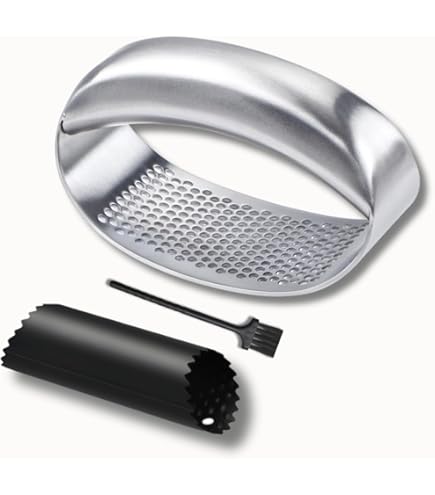 Gxlaihly Edelstahl Knoblauchpresse 2024 - Mit Reinigungsbürste & Roller