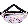 Estwell Bum Waist Bag for Women Girls Fashion PU Leather Waterproof Ladies Festival Fanny Pack Lightweight Hip Pouch Travel Holiday Waist Pack Shiny Bumbag