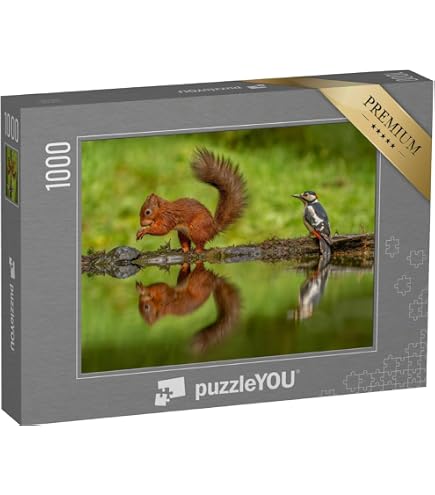 Ulmer Puzzleschmiede 1000 Teile Puzzle 'Pinselohr & Schwalbenschwanz' – Tier-Motiv, Made In Germany