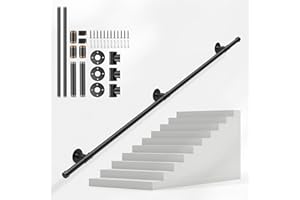 Handlauf Treppe, Couleeur Rutschfester Treppengeländer Innen und Außen Geländer Wandhandlauf mit Zubehör Handlauf Schwarz Haltegriff Treppe Edelstahl für Treppen, Brüstung, Balkon (2M)