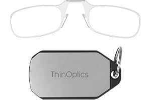 ThinOptics Reading Glasses With Keychain Case - Compact Foldable Rectangular Glasses - Clip-on Nose - 1.00 1.50 2.00 2.50 Strength With Flex-Fit Technology