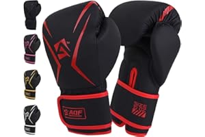 AQF Guantes Boxeo Niño, Cuero Saco De Boxeo Guantes De Boxeo, Guantillas MMA Boxing, Muay Thai, UFC Guantillas Boxeo con Capa Extra Acolchado Hombre Mujer 4 6 8 10 12 14 16 Oz