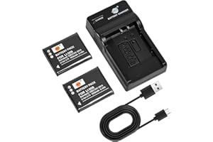 DSTE ELECTRON DSTE Li-50B Lot de 2 batteries et chargeur compatibles avec Olympus Stylus 1010 1020 1030 9000 9010 SZ-10 SZ-11 SZ-12 SZ-15 SZ-20