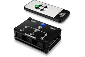 COOIDEA Conmutador Audio Digital 3 Entradas 1 Salida Automatic Switch Óptico Toslink SPDIF con Mando inalámbrico Soporte PCM2.0 DTS Dolby-AC3 para PS3 VHS Blue-Ray DVD HDTV Barra de Sonido Amplificadores