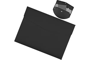 EMPEROCH Biznesowa teczka konferencyjna A4, ze skóry, teczka konferencyjna, aktówka, wodoszczelna, organizer na dokumenty, wielofunkcyjna, do biura, na podróż szkolną (czarna)