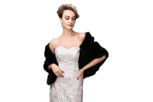 Jovono Donna Pelliccia Faux Scialle Coprispalle Giacca Sciarpa Wrap Cape Perfetto per Matrimonio Partito Spettacolo con spilla libera