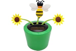 TUXXJZM Solar Powered Dancing Flower, Sunflower Solar Dancing Solar Toys, Bee/Flower Car Swinging Dancing Toys, Shaking Head Car Ornaments, Car Dashboard Decor Offices Desk Dancer Toy Funny Ornaments