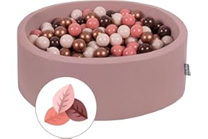 KiddyMoon Piscina De Bolas 90X30cm/200 Bolas 7Cm para Niños Hecha En La UE, Otoño: Marrón/Cobre/Beige Pastel/Salmón