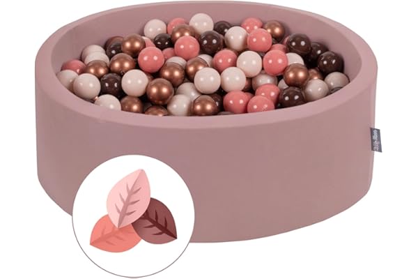 KiddyMoon Piscine À Balles pour Bébé Rond 90X30cm/200 Balles 7Cm Fosses À Boules Jouet Enfant, Automne: Brun/Cuivre/Beige Pastel/Saumon