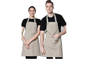 Theuwnee® Grembiule, Grembiule da cucina impermeabile con tasche, grembiule da cucina regolabile, grembiule da griglia, grembiule da bibita, grembiule da cucina di qualità professionale, 67 x 72 cm