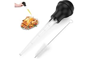 YHTCC Turkey Baster, Large Pipette with Cleaning Brush, 30ml Silicone Liquid Droppers Baster for Cooking BBQ Baking, Essential Kitchen Gadgets Basting Syringe