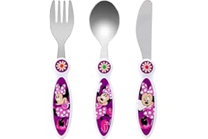 ZAWADI GLOBAL Disney Minnie Mouse - Cubertería infantil (3 piezas, cuchillo, tenedor y cuchara)