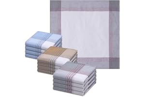 JEMIDI Pañuelos hombre de algodón - Juego 12x pañuelos tela hombre de colores para bolsillo nariz para caballero - Pañuelos de tela cuadrados 40x40 cm - Lavables a máquina