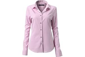 FLY HAWK Camicia Basic da Donna Manica Lunga - Camicetta Casual Blusa Chiusura Bottoni Slim Fit Formale Elegante in Fibra bambù - Camicia Shirt Ideale per Ufficio/Lavoro/Colloquio