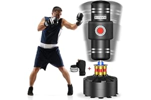 Kitopa Freestanding Punch Bag with Stand for Adult, 70" Heavy Boxing Bag with Target Foam Loop & Hand Wraps, Kickboxing Bag with Suction Cup Base for Home Gym