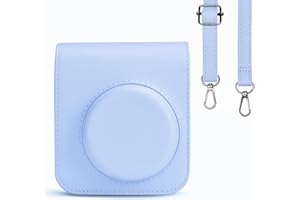 Rieibi Tasche für Mini 12 – PU Leder Tasche für Mini 12 Sofortbildkamera – Abnehmbare Tasche mit verstellbarem Schultergurt – Blau