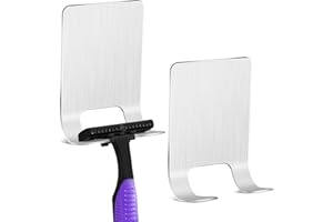VMUTGA Porte Rasoir Douche Lot de 2, Support de Rasoir Crochets sans Perçage, Argenté