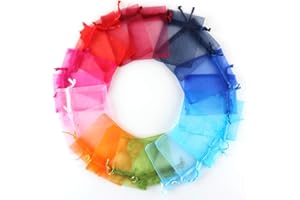 ABSOFINE Organzasäckchen 100x Organzabeutel 10farbig Schmuckbeutel Organza Säckchen Hochzeit Geschenk Mitgebsel mehrfarig Heiraten Fest Party 7 X 9cm