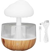 Rain Cloud Humidifier 500 ml Mushroom Rain Diffuser and Humidifier with Rain Effect 7 Changing Colours Relaxing Night Light for Quiet Sleep and Mood Enhancement